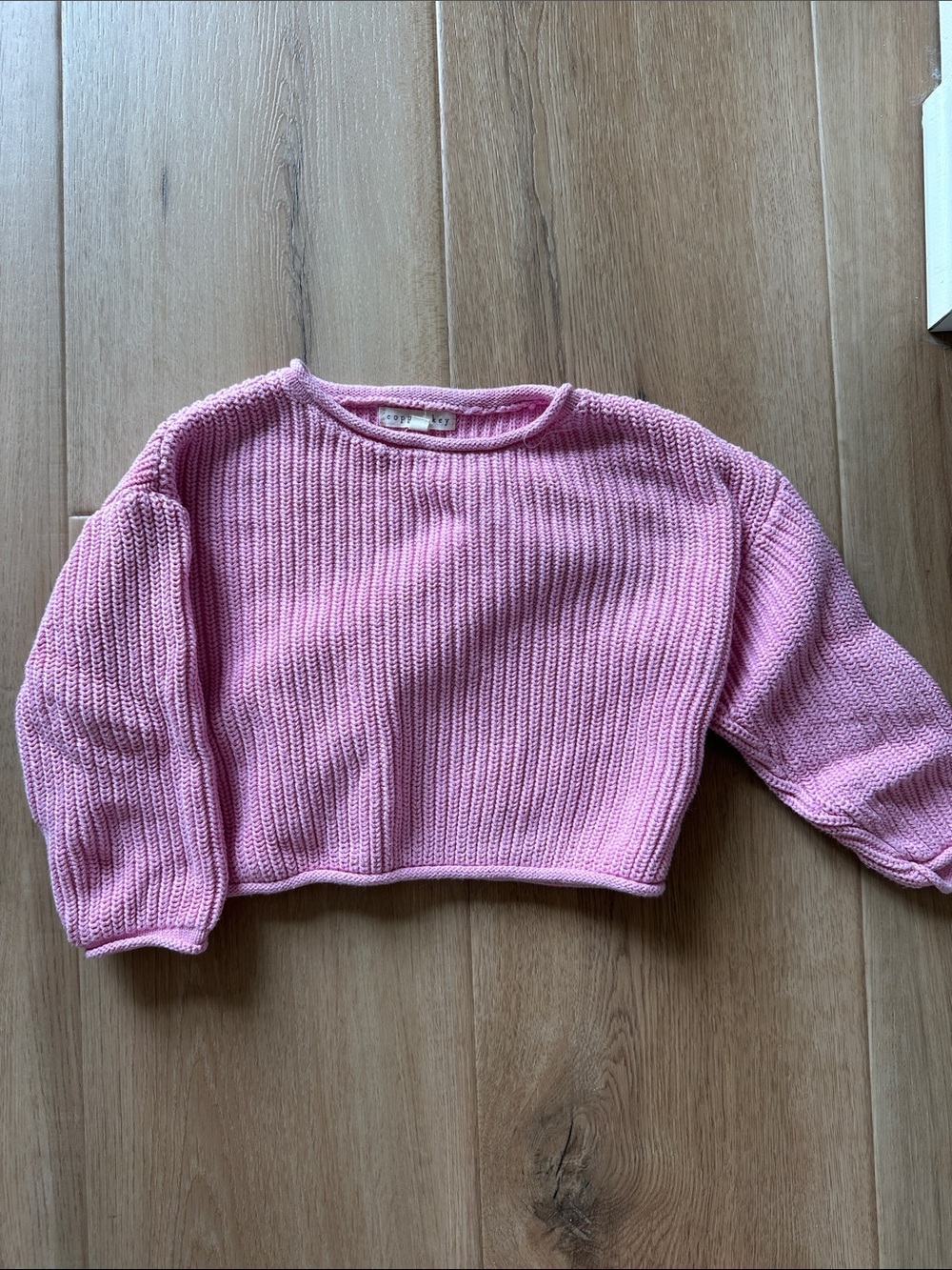 Copper Key Pink Cropped Crewneck Sweater